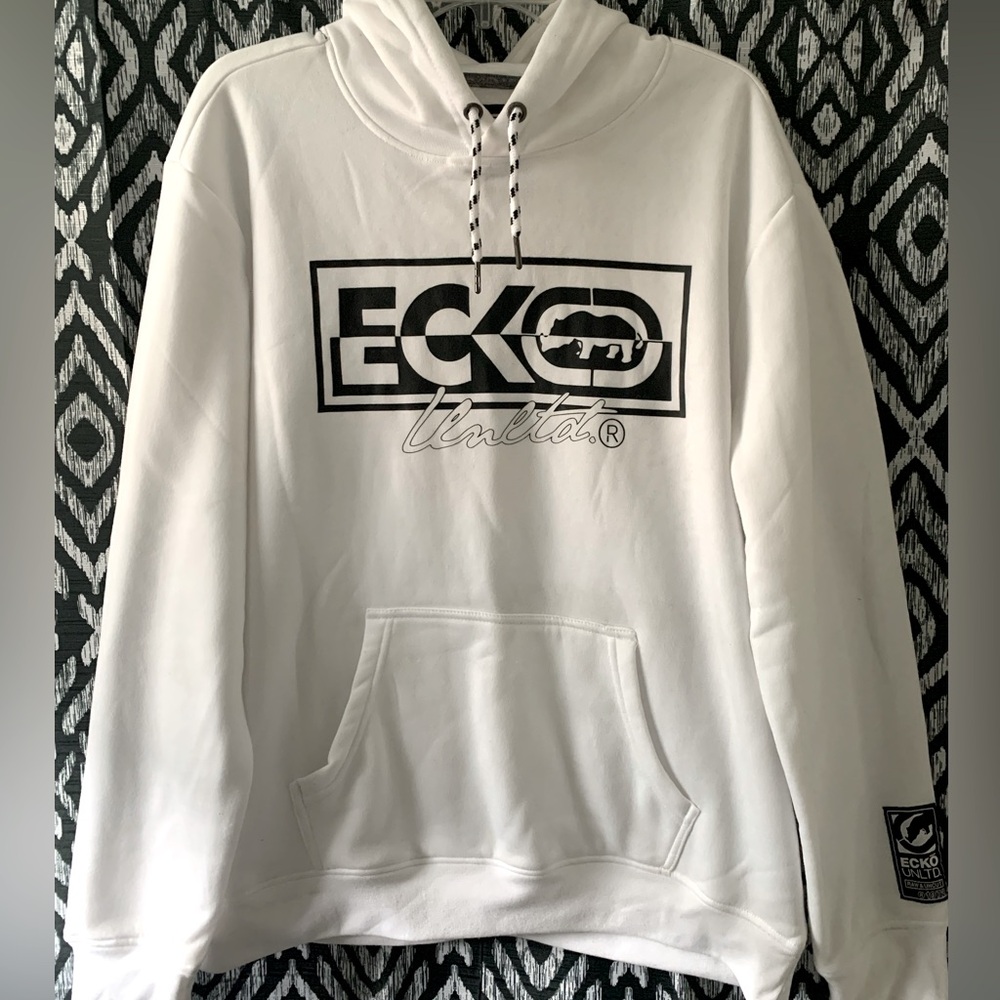 Ecko Unlimited Classic White Hoodie Large